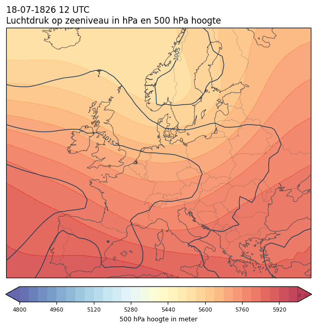 Weerkaart van 18 juli 1826 om 12 UTC