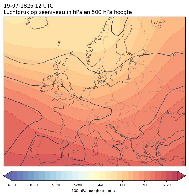 Weerkaart van 19 juli 1826 om 12 UTC