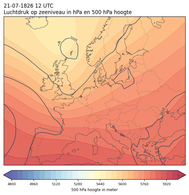 Weerkaart van 21 juli 1826 om 12 UTC