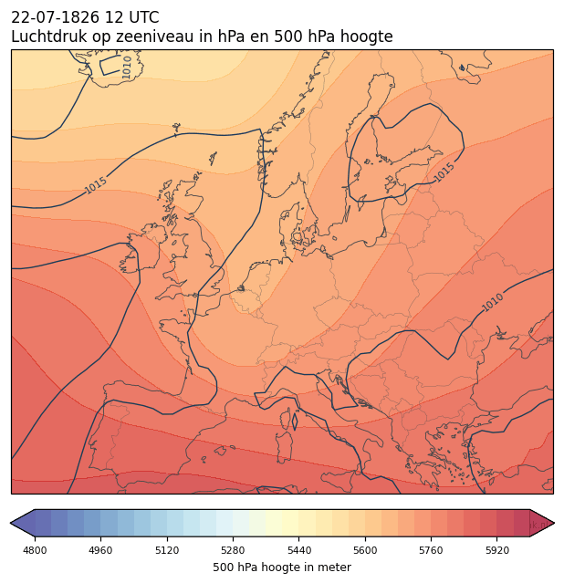 Weerkaart van 22 juli 1826 om 12 UTC