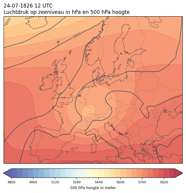 Weerkaart van 24 juli 1826 om 12 UTC