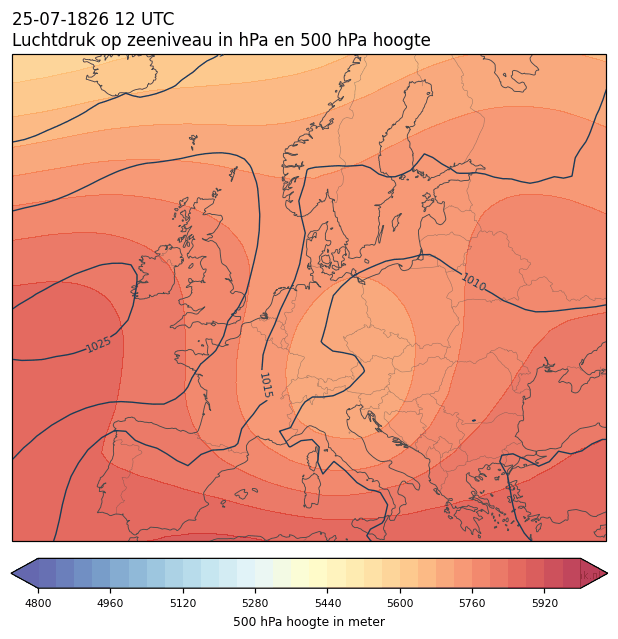 Weerkaart van 25 juli 1826 om 12 UTC