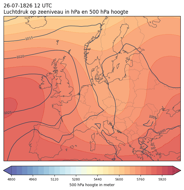 Weerkaart van 26 juli 1826 om 12 UTC