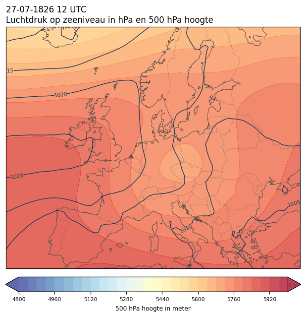 Weerkaart van 27 juli 1826 om 12 UTC