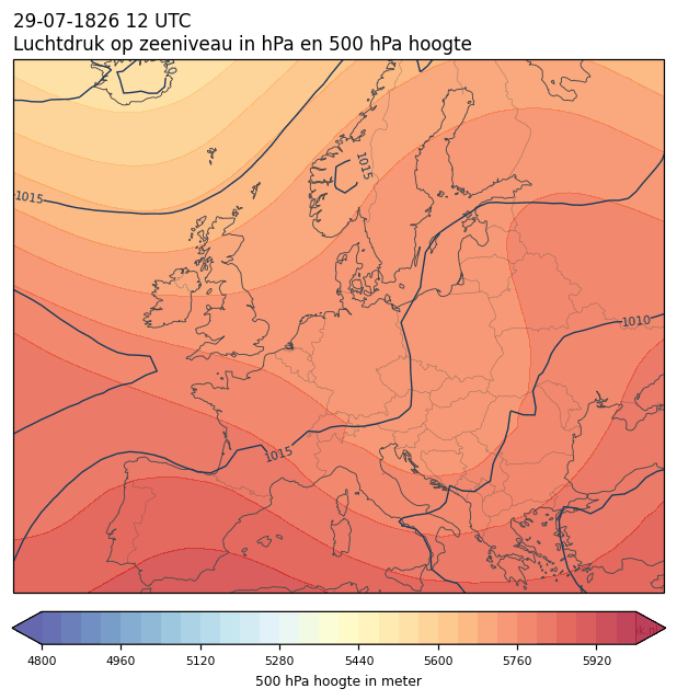 Weerkaart van 29 juli 1826 om 12 UTC