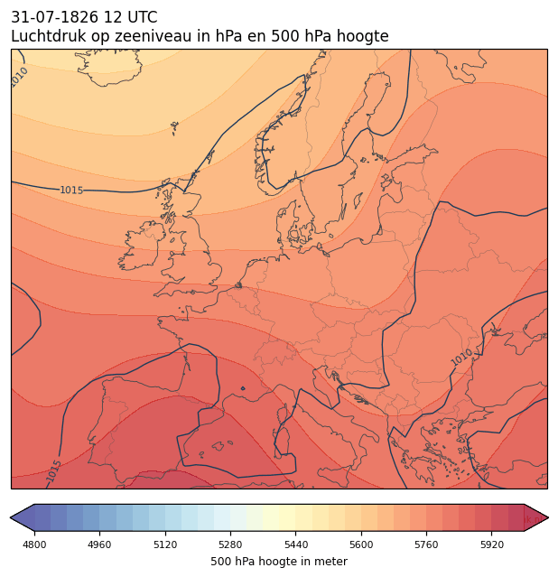 Weerkaart van 31 juli 1826 om 12 UTC