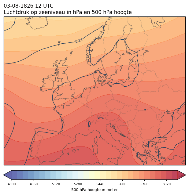 Weerkaart van 3 augustus 1826 om 12 UTC