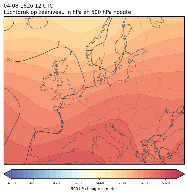 Weerkaart van 4 augustus 1826 om 12 UTC