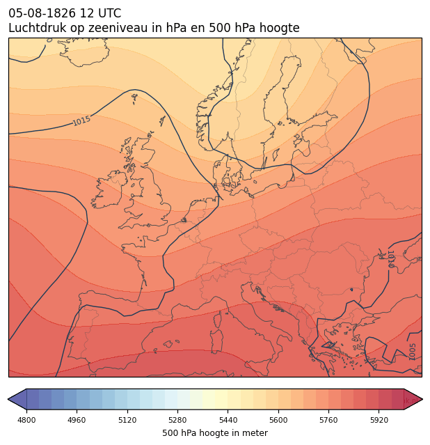 Weerkaart van 5 augustus 1826 om 12 UTC
