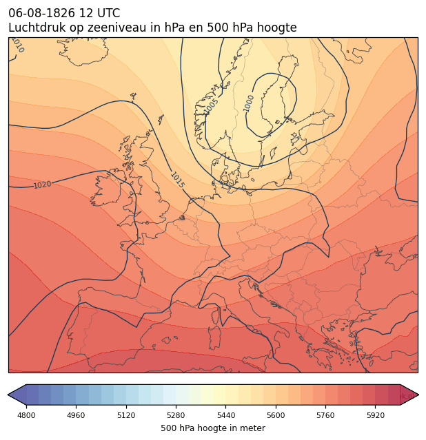 Weerkaart van 6 augustus 1826 om 12 UTC