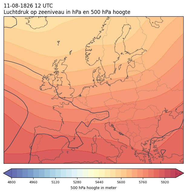 Weerkaart van 11 augustus 1826 om 12 UTC