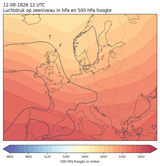 Weerkaart van 12 augustus 1826 om 12 UTC