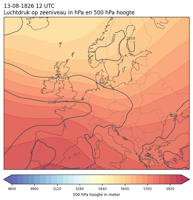 Weerkaart van 13 augustus 1826 om 12 UTC