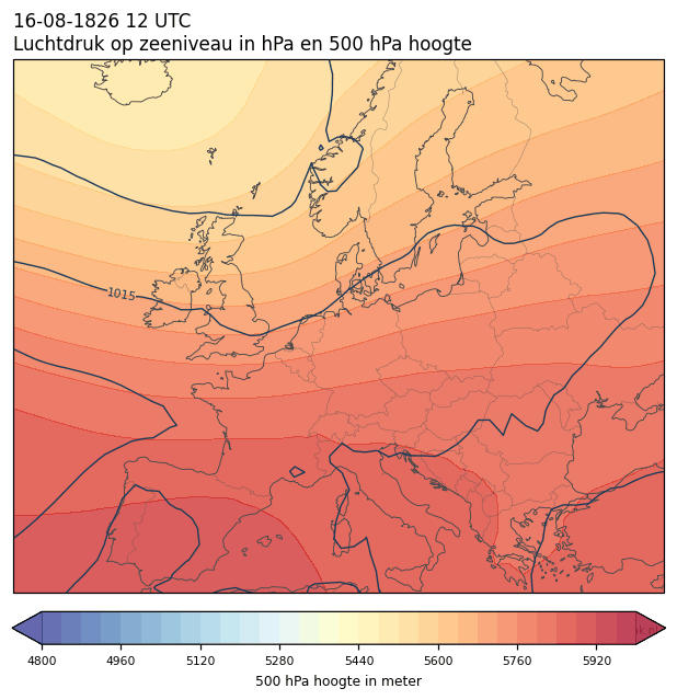 Weerkaart van 16 augustus 1826 om 12 UTC