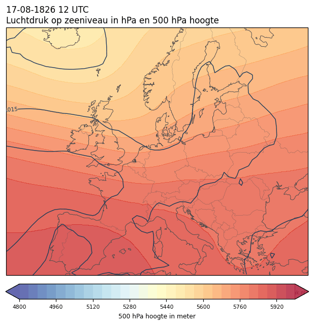 Weerkaart van 17 augustus 1826 om 12 UTC