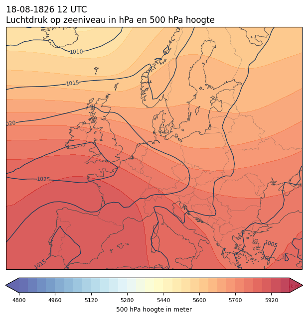 Weerkaart van 18 augustus 1826 om 12 UTC
