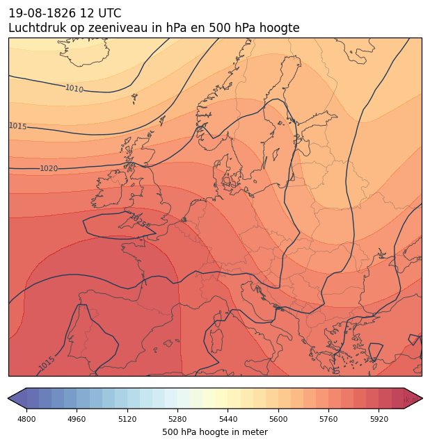 Weerkaart van 19 augustus 1826 om 12 UTC