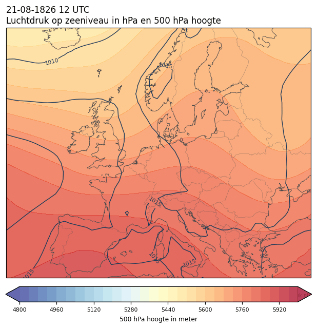 Weerkaart van 21 augustus 1826 om 12 UTC