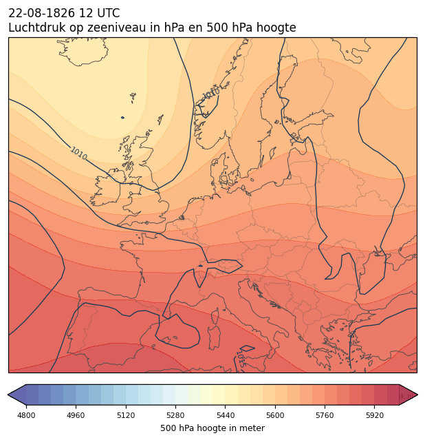 Weerkaart van 22 augustus 1826 om 12 UTC