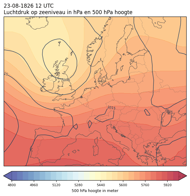 Weerkaart van 23 augustus 1826 om 12 UTC