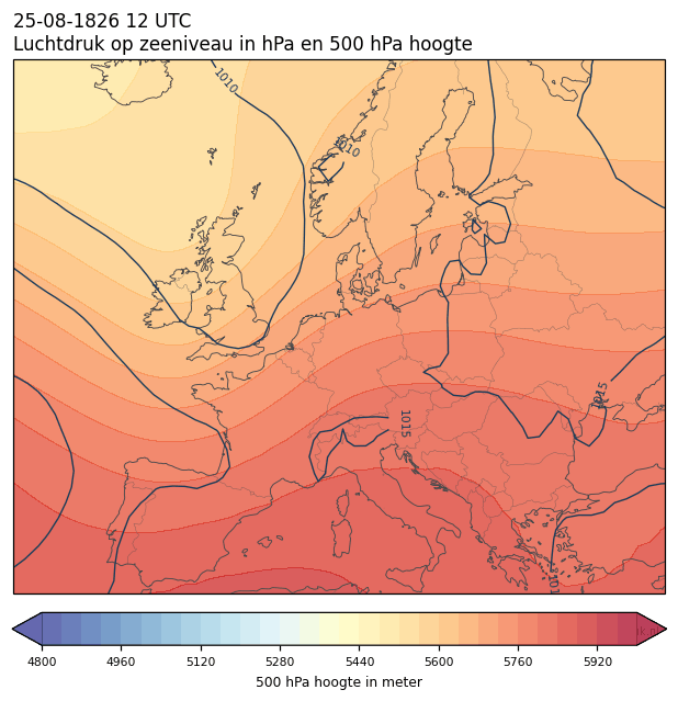 Weerkaart van 25 augustus 1826 om 12 UTC