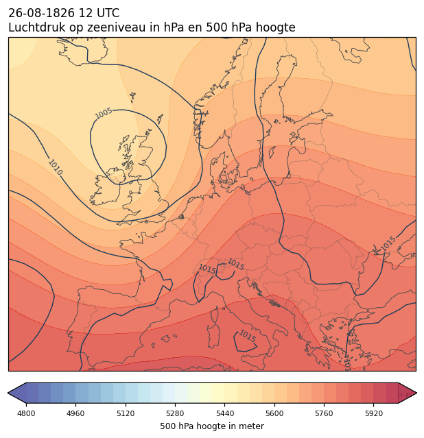 Weerkaart van 26 augustus 1826 om 12 UTC