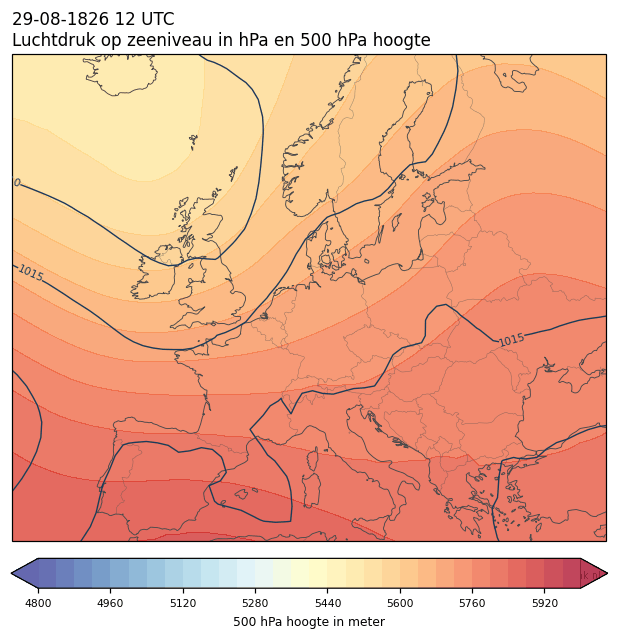 Weerkaart van 29 augustus 1826 om 12 UTC