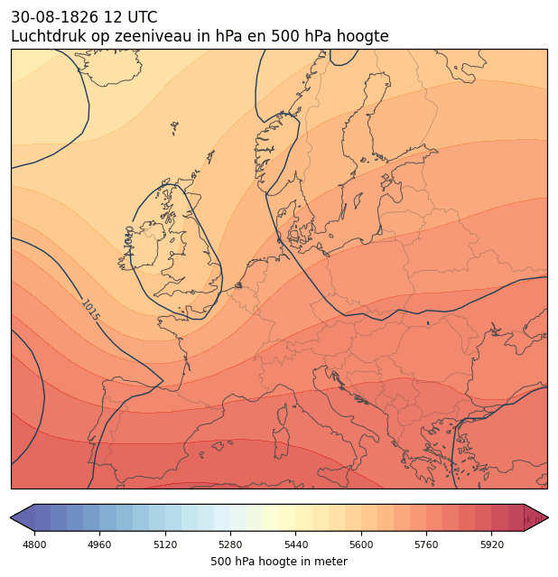Weerkaart van 30 augustus 1826 om 12 UTC