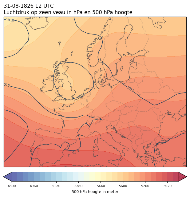 Weerkaart van 31 augustus 1826 om 12 UTC