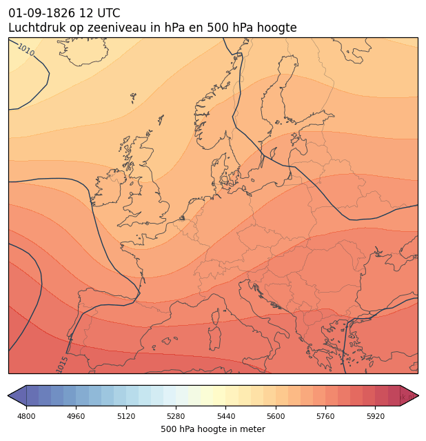 Weerkaart van 1 september 1826 om 12 UTC