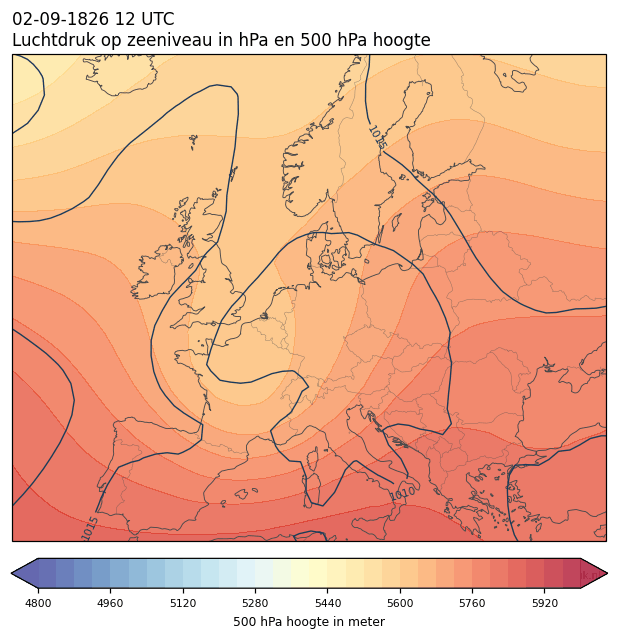 Weerkaart van 2 september 1826 om 12 UTC