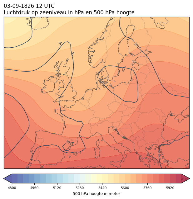Weerkaart van 3 september 1826 om 12 UTC