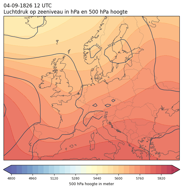 Weerkaart van 4 september 1826 om 12 UTC