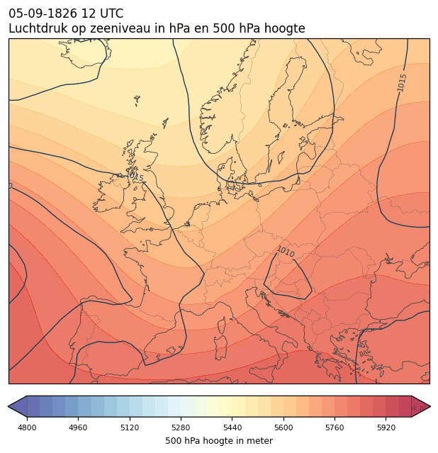 Weerkaart van 5 september 1826 om 12 UTC