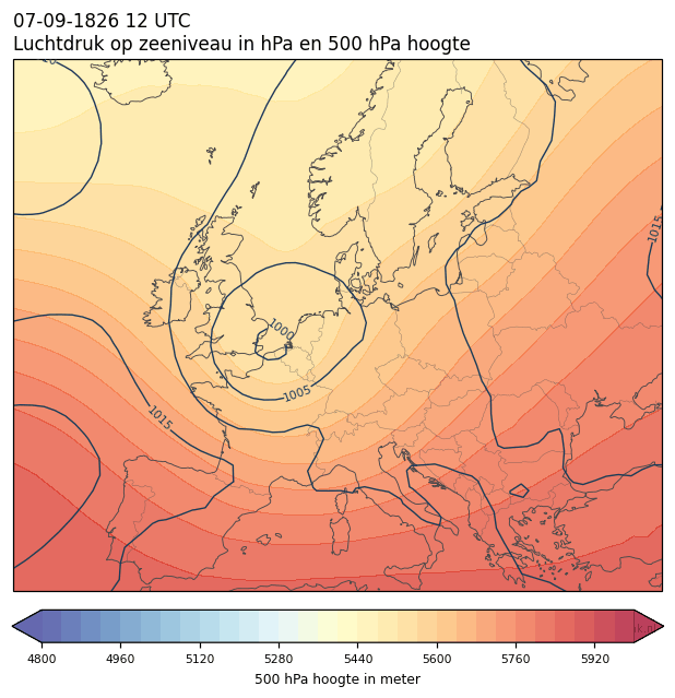 Weerkaart van 7 september 1826 om 12 UTC