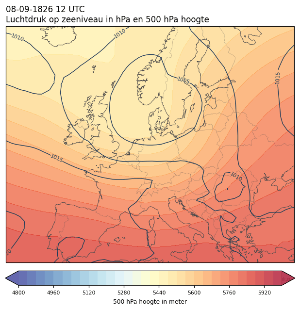 Weerkaart van 8 september 1826 om 12 UTC