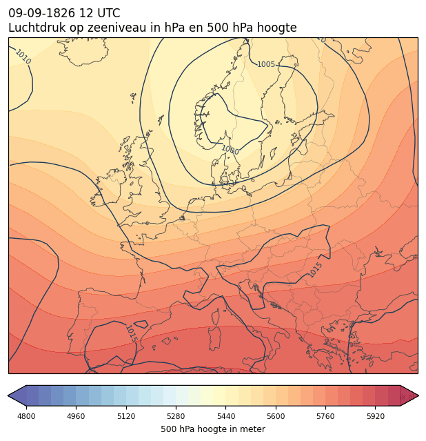 Weerkaart van 9 september 1826 om 12 UTC