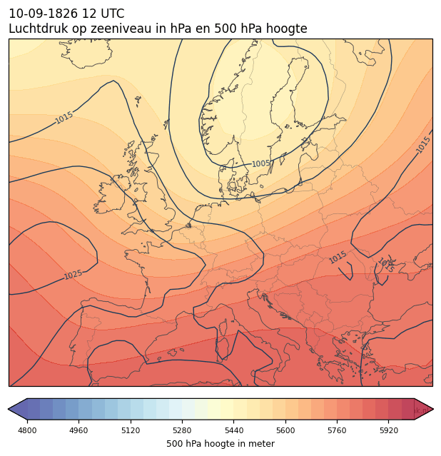 Weerkaart van 10 september 1826 om 12 UTC