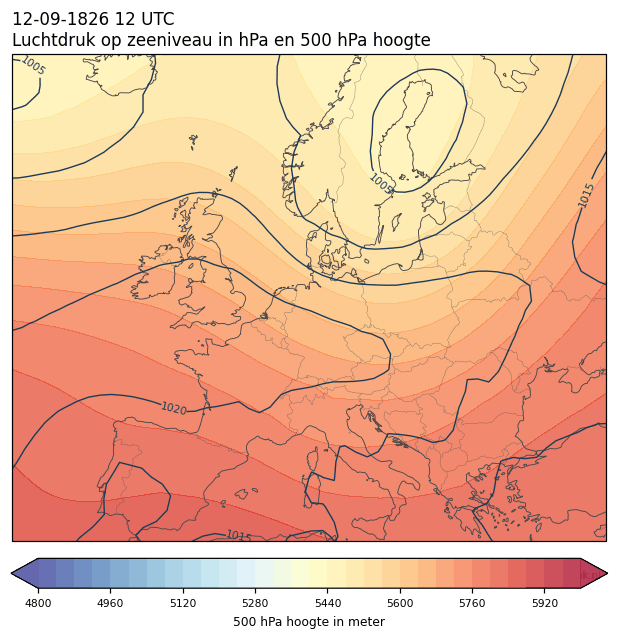 Weerkaart van 12 september 1826 om 12 UTC