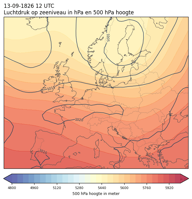 Weerkaart van 13 september 1826 om 12 UTC