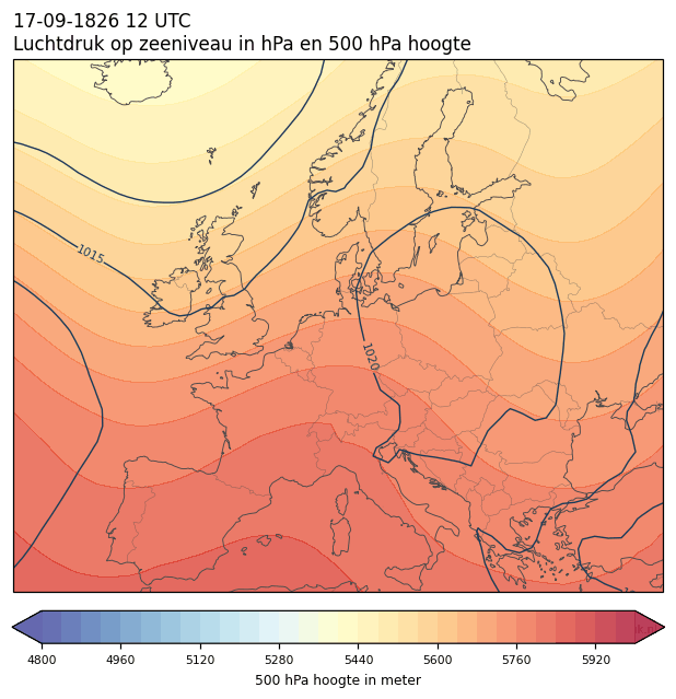 Weerkaart van 17 september 1826 om 12 UTC