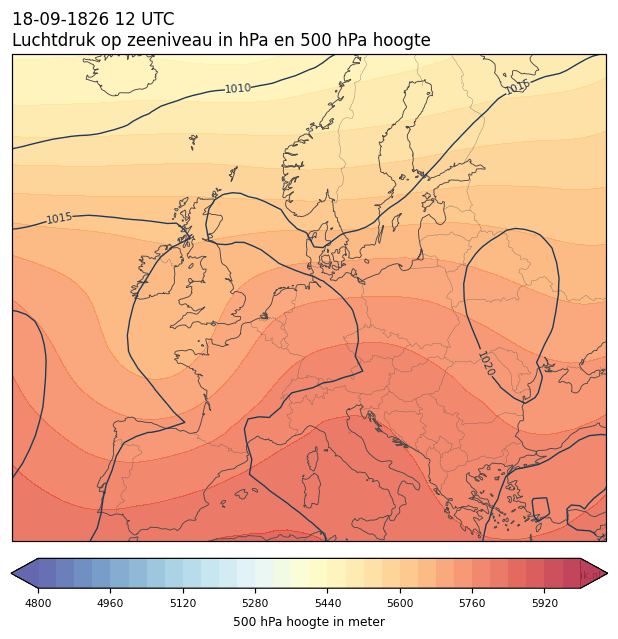 Weerkaart van 18 september 1826 om 12 UTC