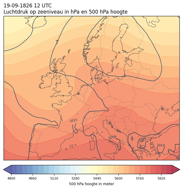 Weerkaart van 19 september 1826 om 12 UTC