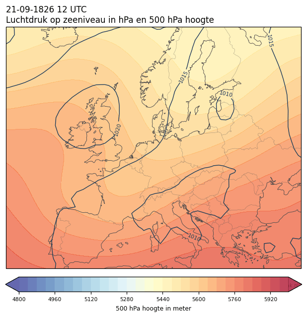 Weerkaart van 21 september 1826 om 12 UTC