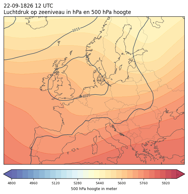 Weerkaart van 22 september 1826 om 12 UTC