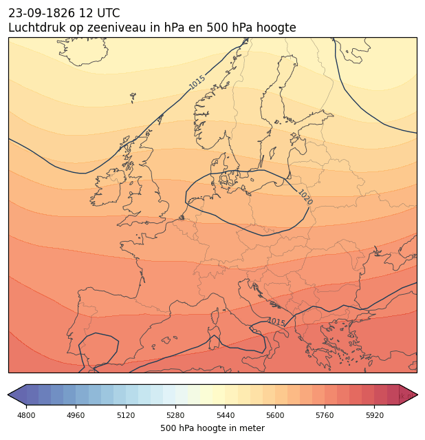 Weerkaart van 23 september 1826 om 12 UTC