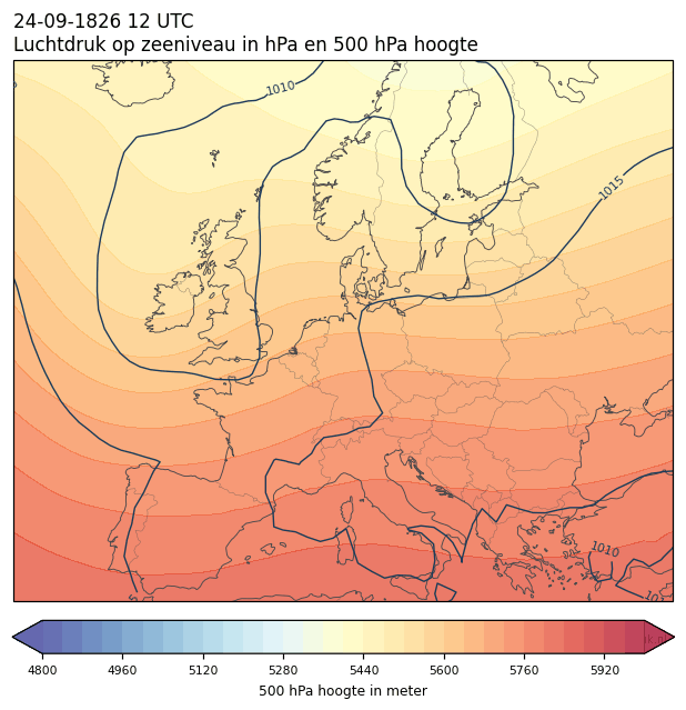 Weerkaart van 24 september 1826 om 12 UTC