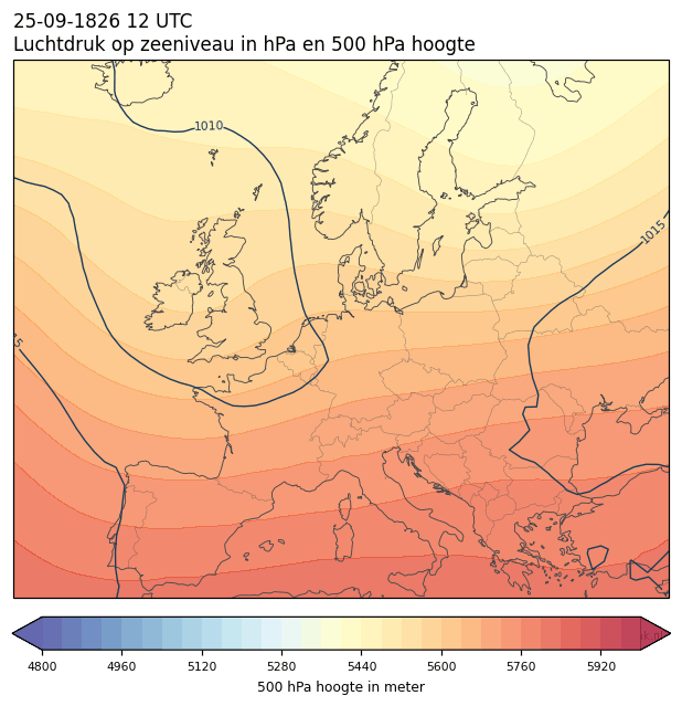 Weerkaart van 25 september 1826 om 12 UTC