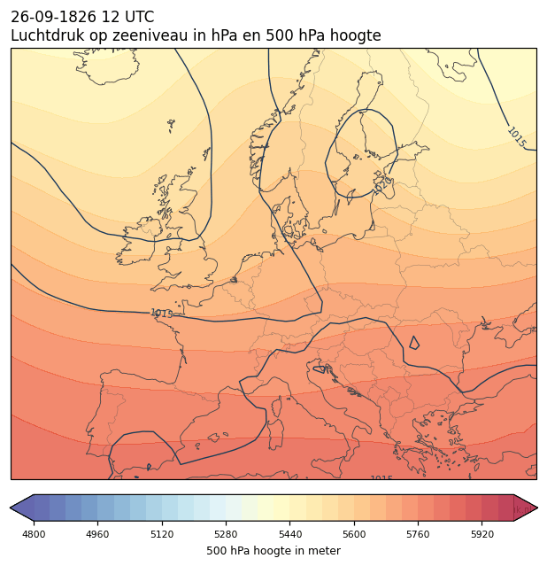 Weerkaart van 26 september 1826 om 12 UTC
