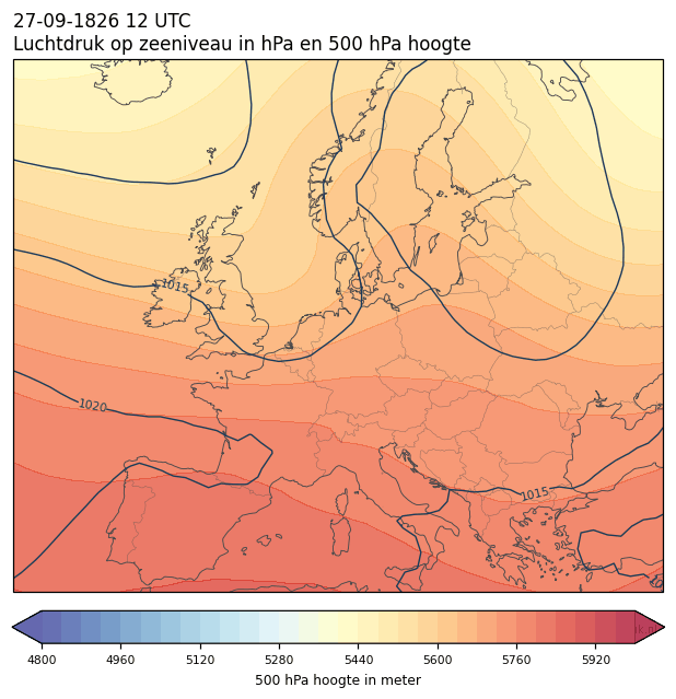 Weerkaart van 27 september 1826 om 12 UTC